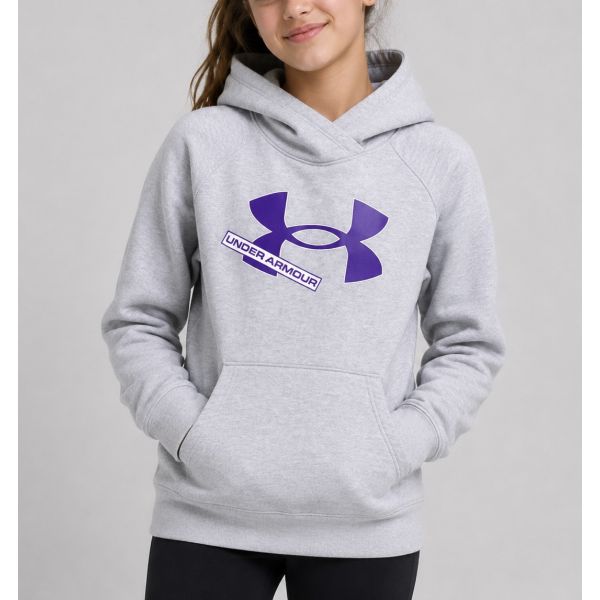 Under Armour Girl's Rival Fleece Logo Hoodie 1366046-011