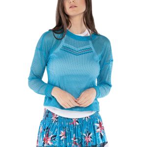 Lucky in Love Mesh Pullover Long Sleeve Women's Top